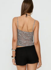 Halima Bead Detail Cami Top Grey