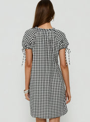 Angelikah Babydoll Mini Dress Black / White Gingham