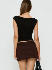 Myrienne Belted Mini Skirt Brown Pinstripe