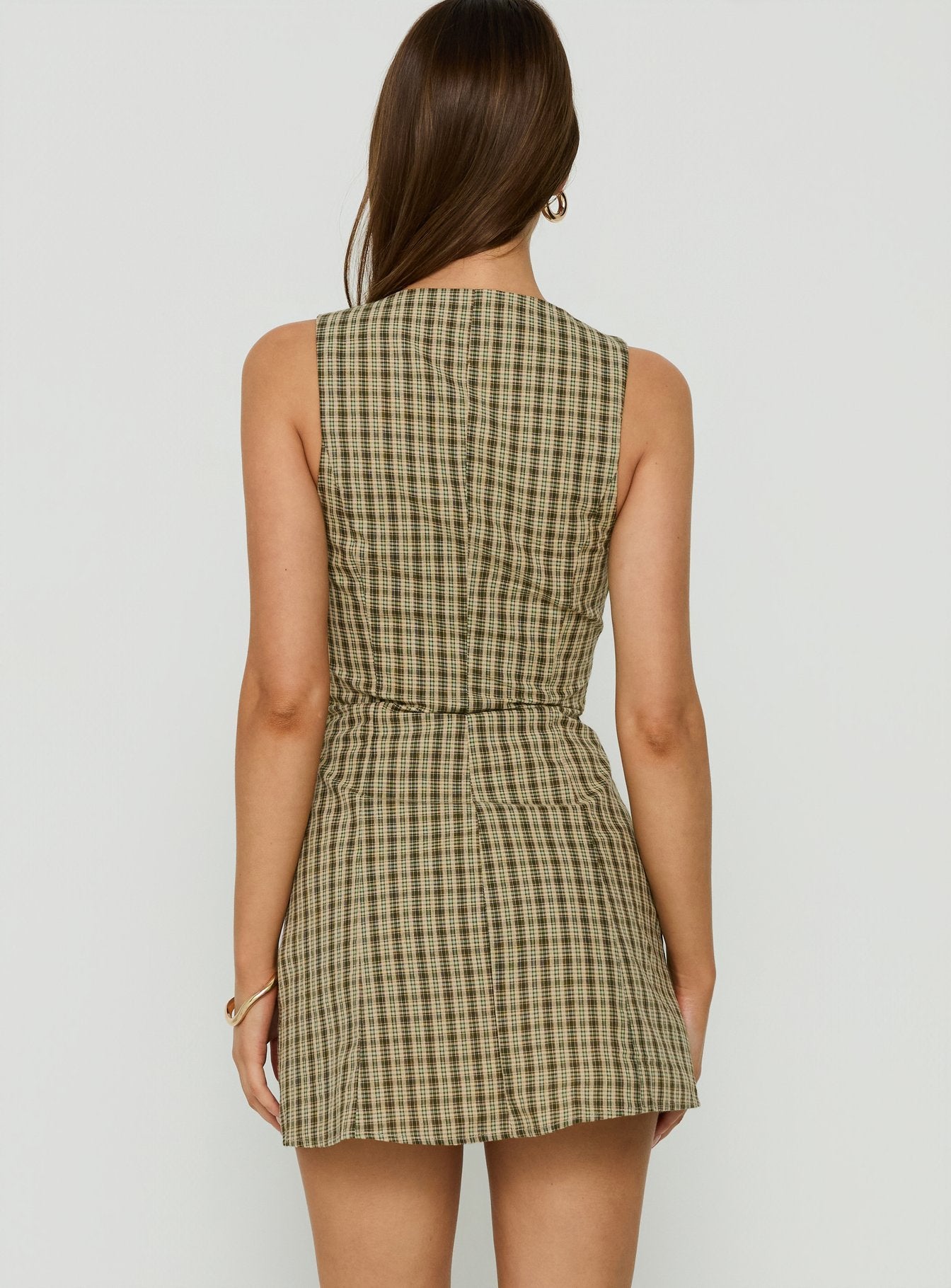Sylvara Button Up Playsuit Green Check