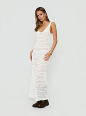 Ledena Knit V Neck Maxi Dress Cream