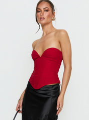 Isalina Strapless Corset Top Red