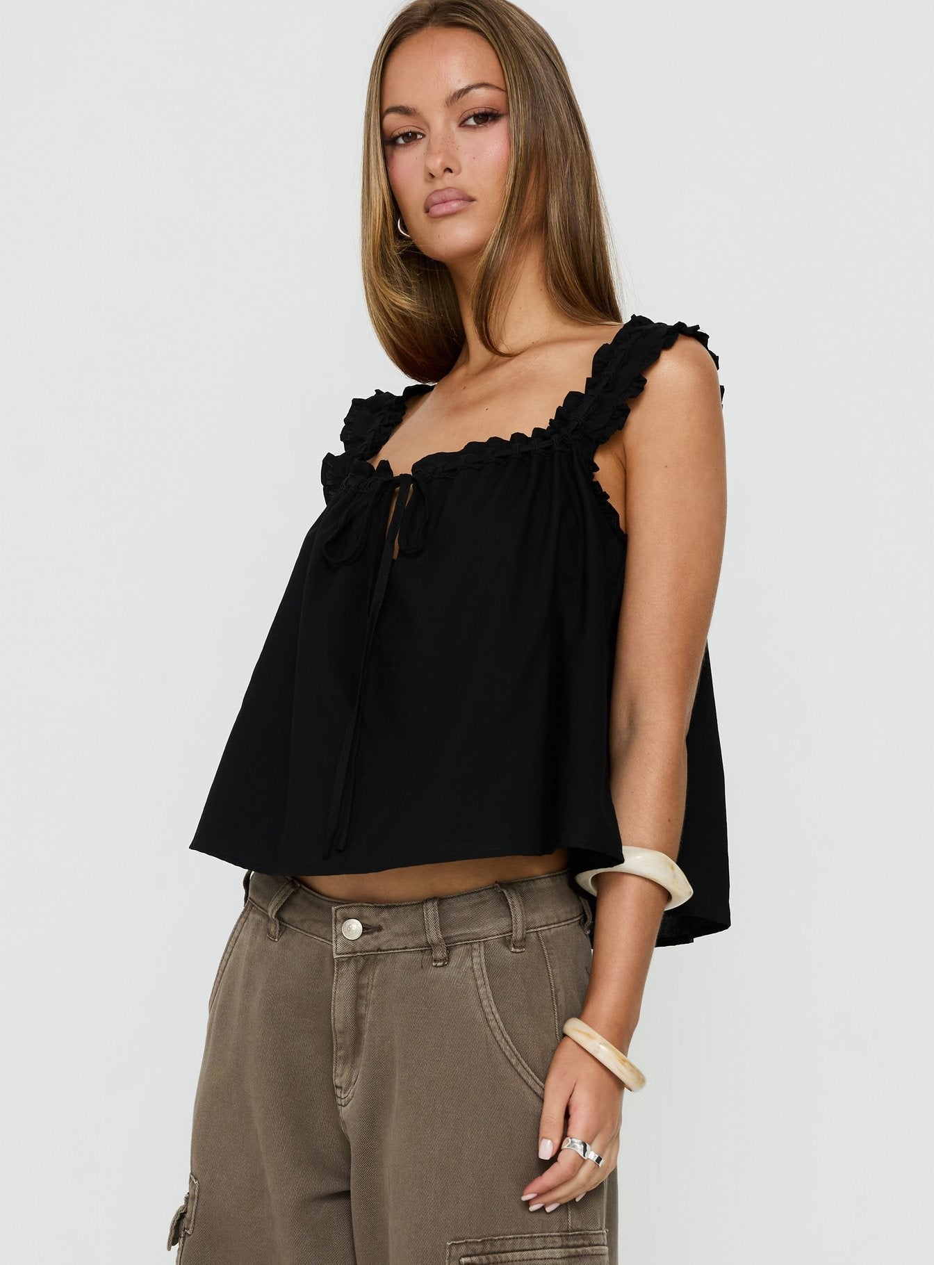 Swing Babydoll Top Black