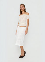 Coralyne Pointelle Midi Skirt White