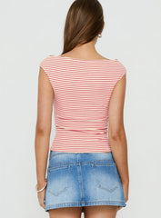 Cheirosa Off Shoulder Top Red Stripe