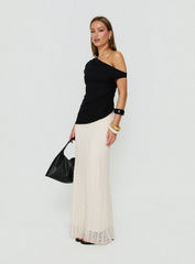 Katerine Ruched Lace Maxi Skirt Cream