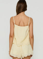 Madison Avenue Embroidered Detail Top Yellow