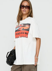 Dodge Electric Muscle Oversized Graphic Tee White