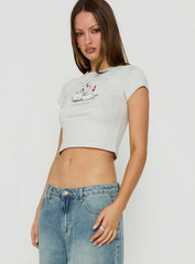 Swan Dance Graphic Baby Tee Grey Marle