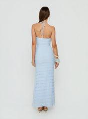 Liskaia Textured Halter Maxi Dress Blue