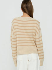 Karlson Striped Cardigan Beige Stripe