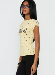Darling Girl Graphic Top Yellow Polka Dot