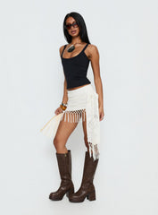 Winita Macrame Tassel Mini Skirt Cream