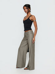 Jette Tailored Buckle Pant Taupe Pinstripe