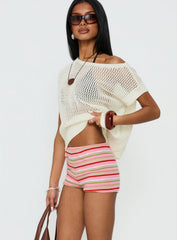 Selinah Terry Towelling Micro Shorts Pink Multi