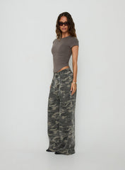 Naylor Mid Rise Wide Leg Jeans Camo
