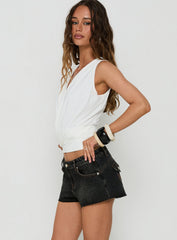 Milania Ultra Low Rise Mini Denim Shorts Vintage Black