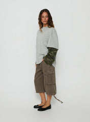 Ryann Long Sleeve Layered Top Grey / Camo