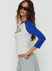 Jet Style Long Sleeve Graphic Raglan Top Blue / White