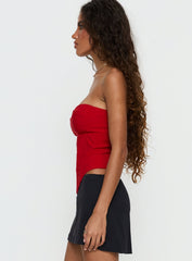 Chevon Strapless Corset Top Red