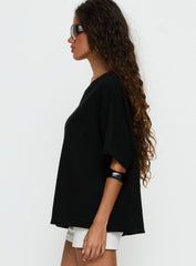 Kourta Off Shoulder Oversized Knit Top Black