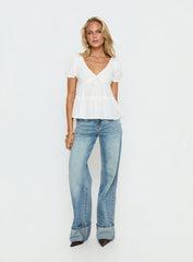 Kimberleigh Floaty Babydoll Top White