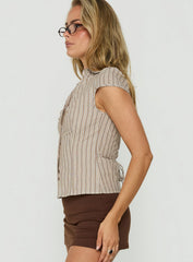 Arianwyn Short Sleeve Shirt Brown Multi Stripe