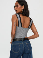Trustfund Lace Trim Bodysuit Black / White Check