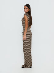 Gavrielle Jersey Wide Leg Pants Chocolate / Cream Stripe