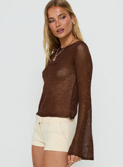 Evanne Long Sleeve Knit Top Brown