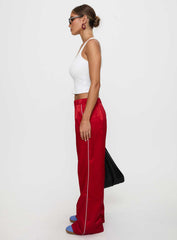 Travalta Satin Track Pant Red