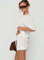 Rheara Knit Tie Waist Shorts White
