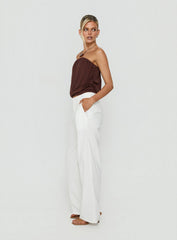 Two Lovers Linen Low Rise Pants White