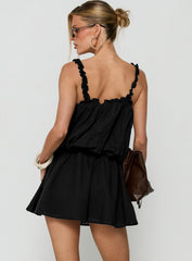 Real Charm Tiered Babydoll Mini Dress Black