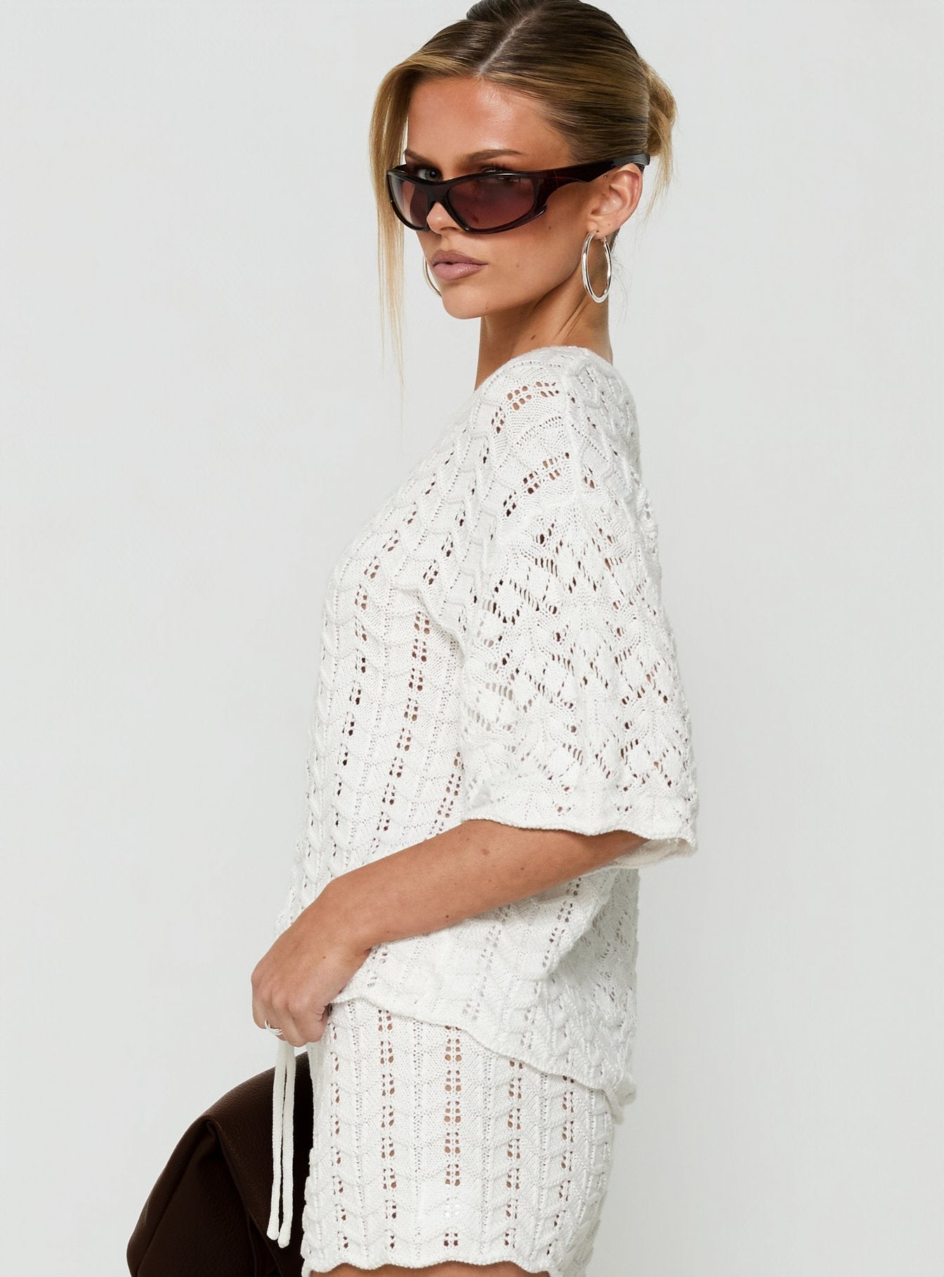 Rheara Knit Short Sleeve Top White