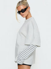 Ryann Long Sleeve Layered Top Grey / White Stripe