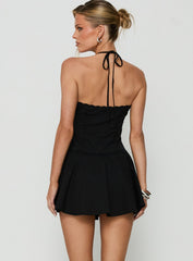 Hunnie Halter Mini Dress Black