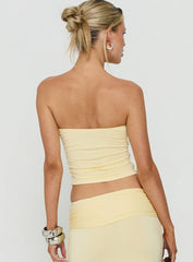 Aymee Strapless Ruched Top Yellow