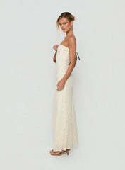 Annarosa Strapless Lace Maxi Dress Cream