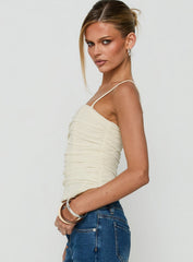 Missimo Ruched Mesh Corset Top Cream