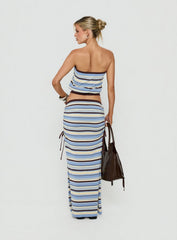 Osamie Knit Drawstring Maxi Skirt Multi Stripe