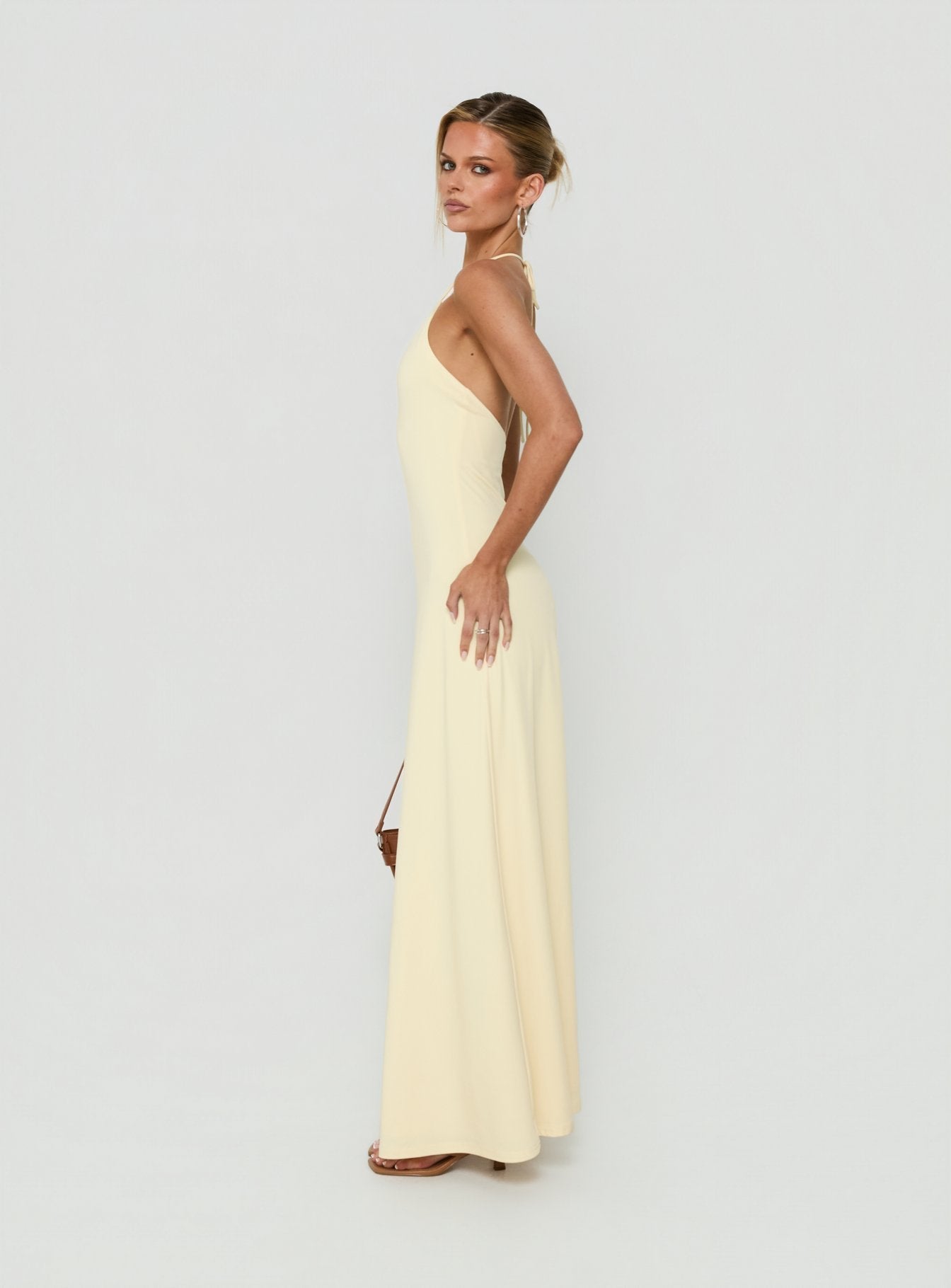 Palmas Halter Maxi Dress Butter Yellow