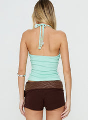 Roller Coaster Bead Detail Top Turquoise Shimmer