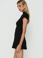 Adalinda Keyhole Cap Sleeve Mini Dress Black