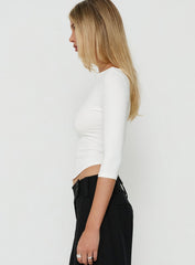 Myaah 3/4 Sleeve Curved Hem Top White