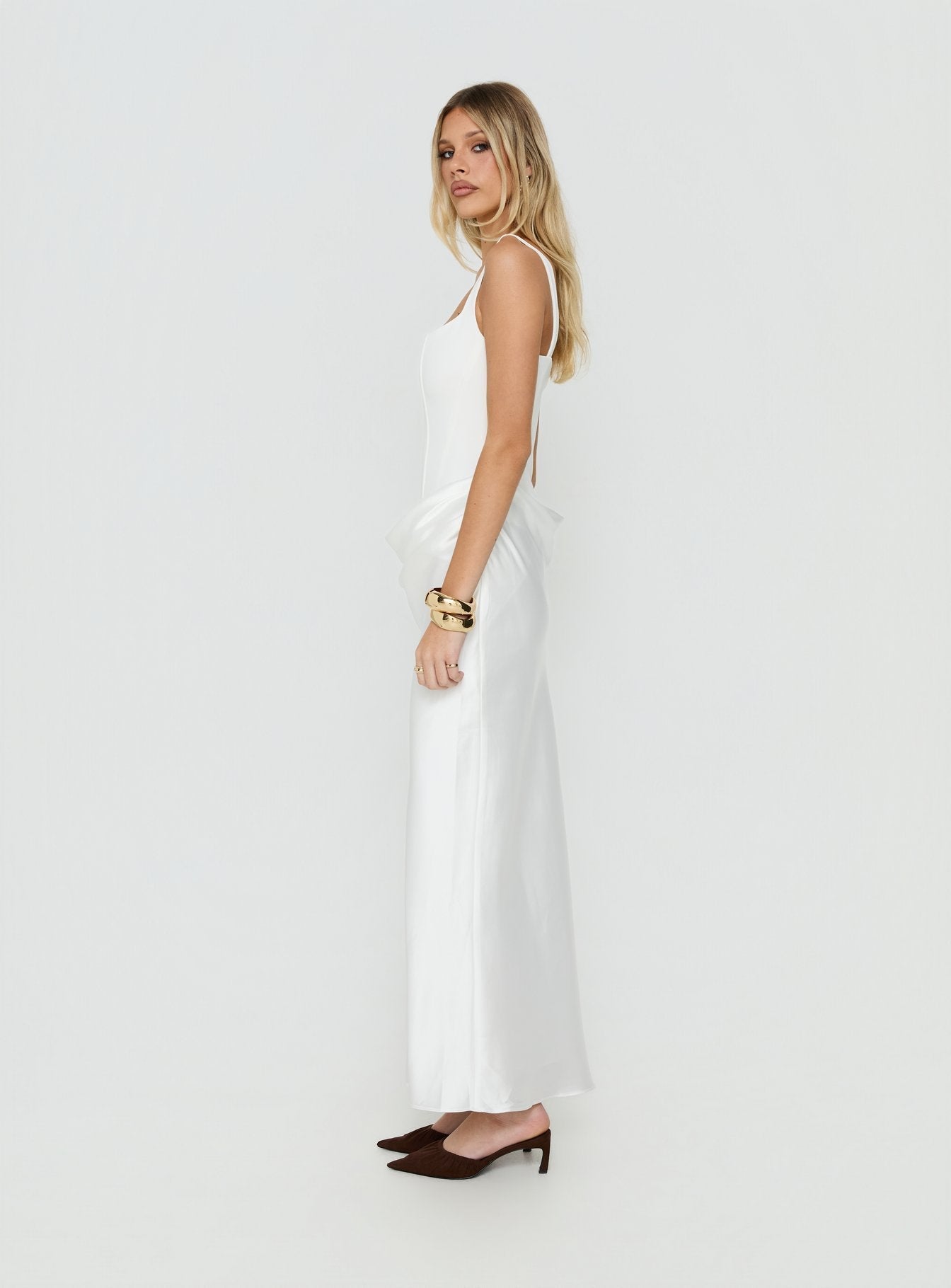 Ryana Corset Drape Maxi Dress White