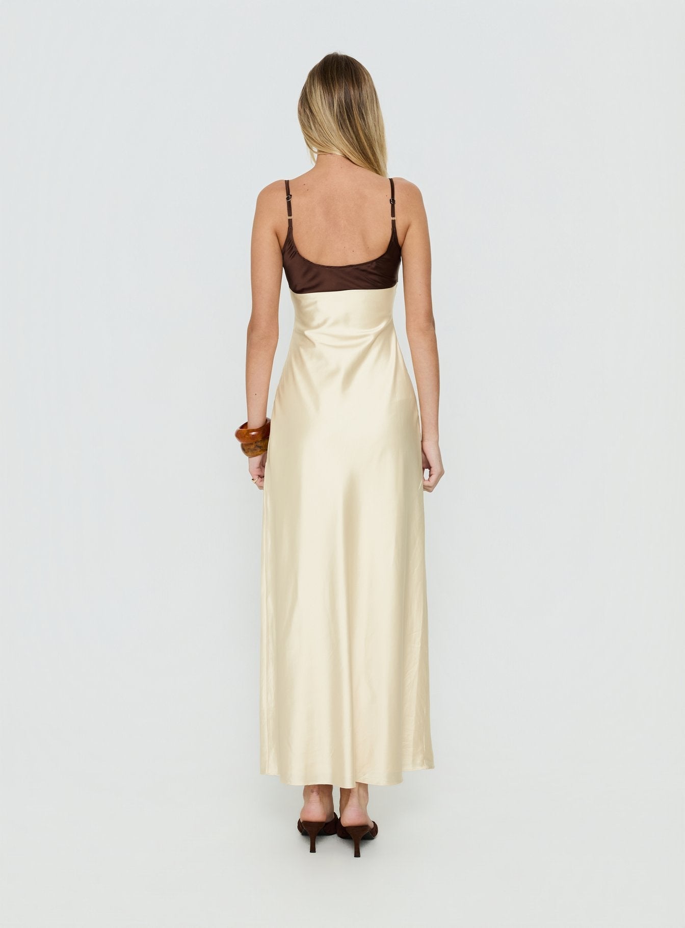 Odyessa V Neck Maxi Dress Brown / Yellow