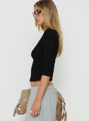 Bridgeta V Neck 3/4 Sleeve Top Black