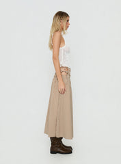 Vence Ruched Maxi Skirt Brown Gingham