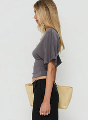 Arazia Cinched Short Sleeve Top Charcoal